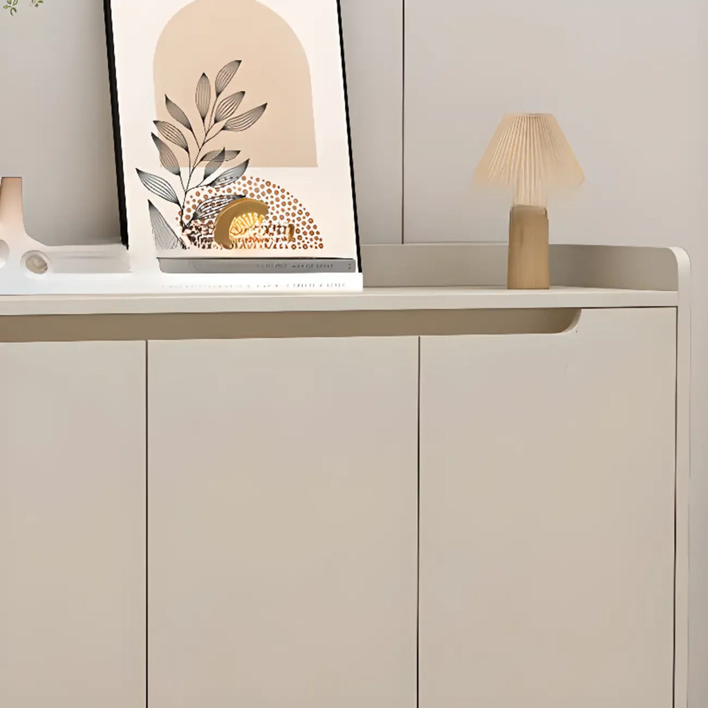 Sleek Milk Cocoa Wood Shoe Cabinet with Display Top