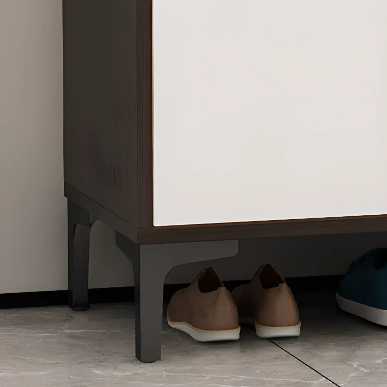Sleek Milk Cocoa Wood Shoe Cabinet with Display Top