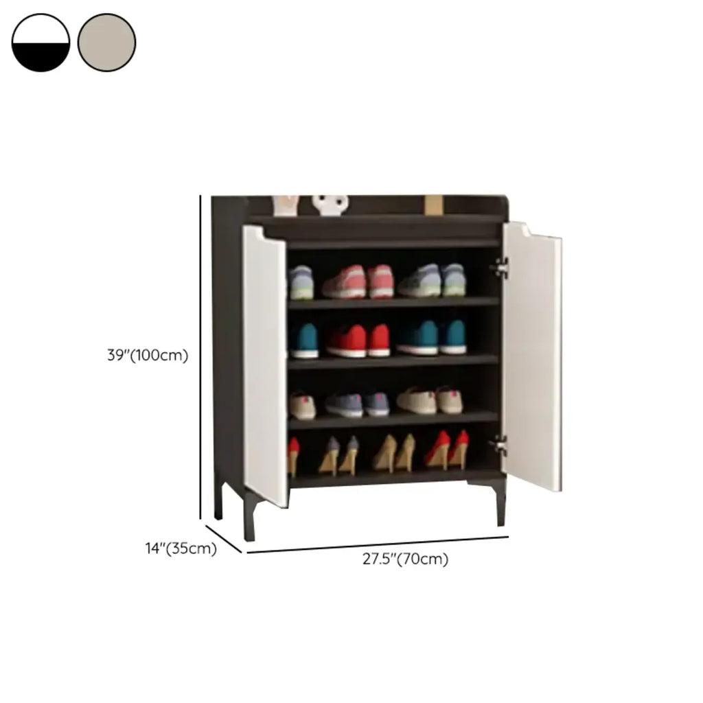 Sleek Milk Cocoa Wood Shoe Cabinet with Display Top