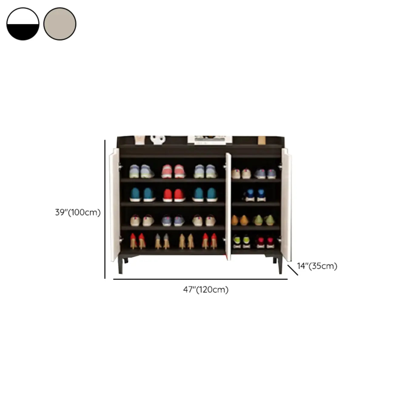 Sleek Milk Cocoa Wood Shoe Cabinet with Display Top