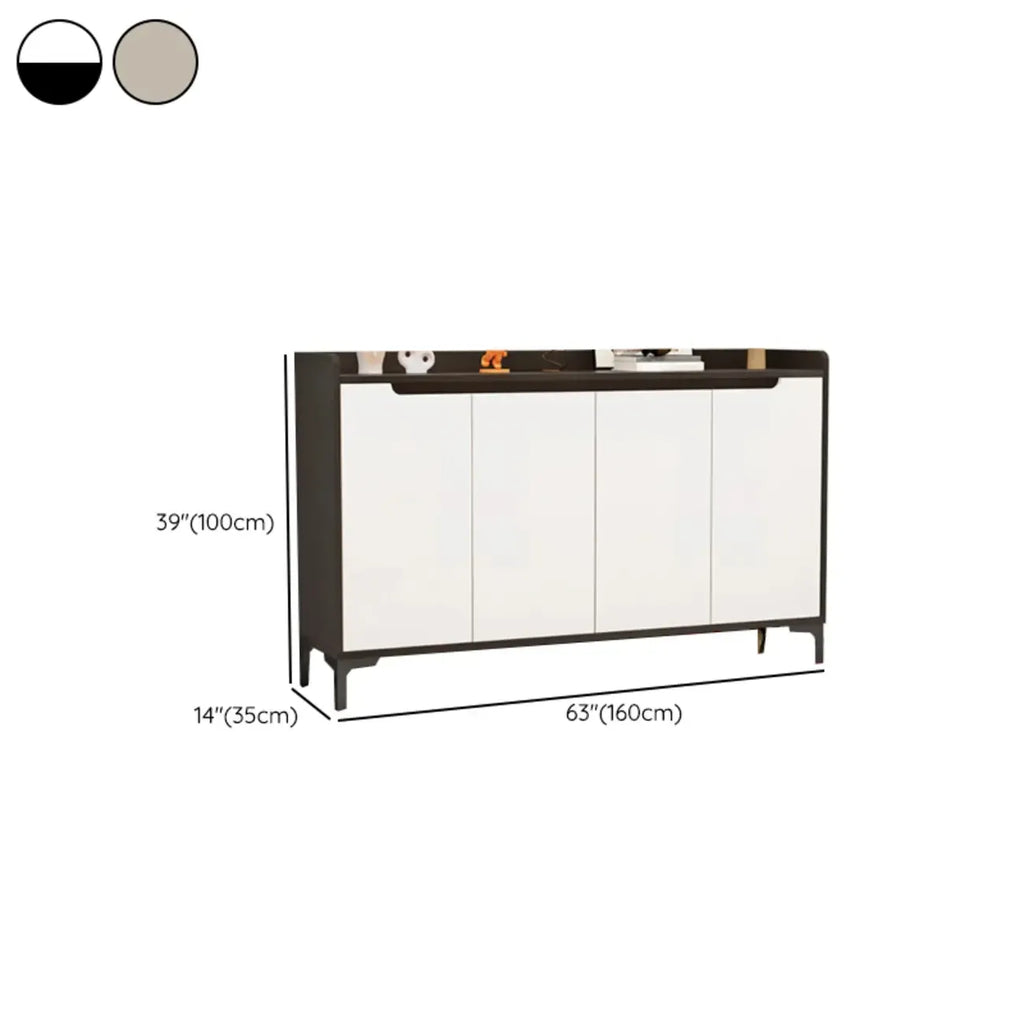 Sleek Milk Cocoa Wood Shoe Cabinet with Display Top