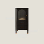 Modern Black Gold Wood Adjustable Shelves Glass Door Cabinet