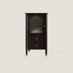 Modern Black Gold Wood Adjustable Shelves Glass Door Cabinet