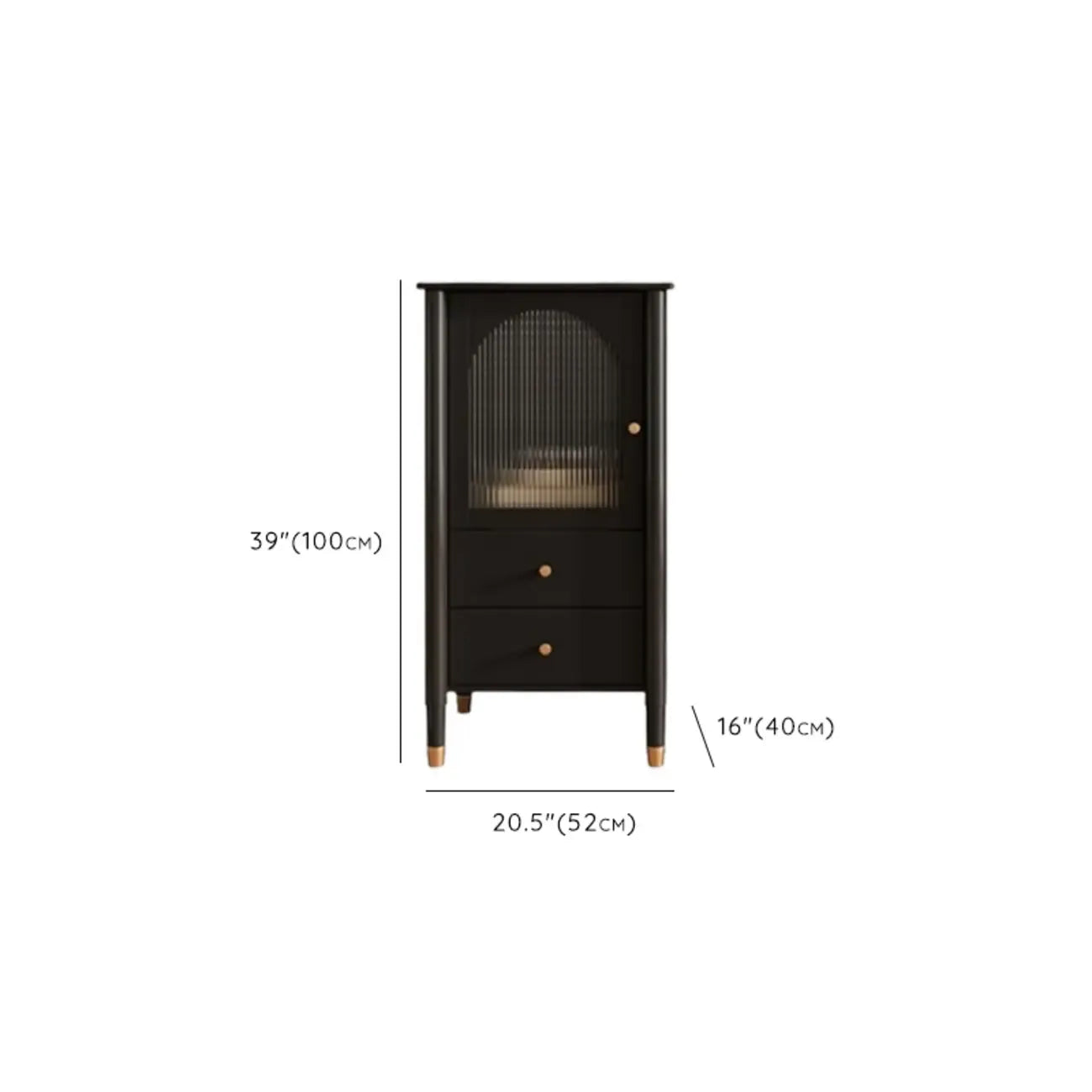 Modern Black Gold Wood Adjustable Shelves Glass Door Cabinet