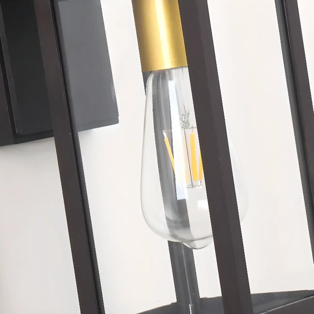 Industrial Metal Rectangle Glass Shade LED Outdoor Wall Light