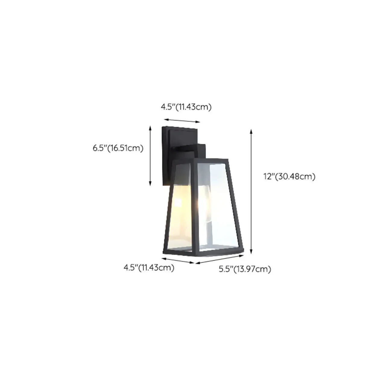 Industrial Metal Rectangle Glass Shade LED Outdoor Wall Light