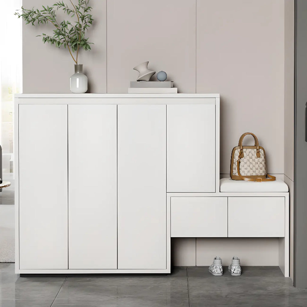 Modern Wood Shoe Rack with Drawers for Entryway