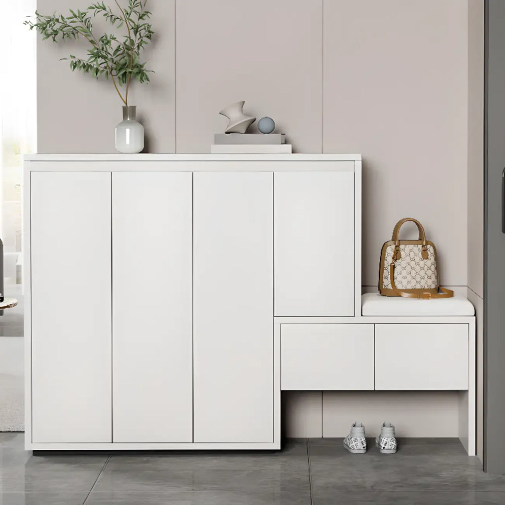 Modern Wood Shoe Rack with Drawers for Entryway