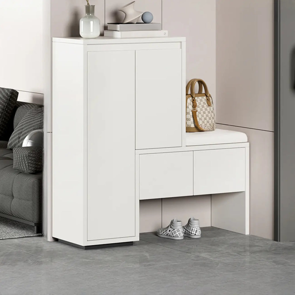 Modern Wood Shoe Rack with Drawers for Entryway