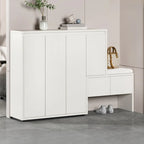 Modern Wood Shoe Rack with Drawers for Entryway