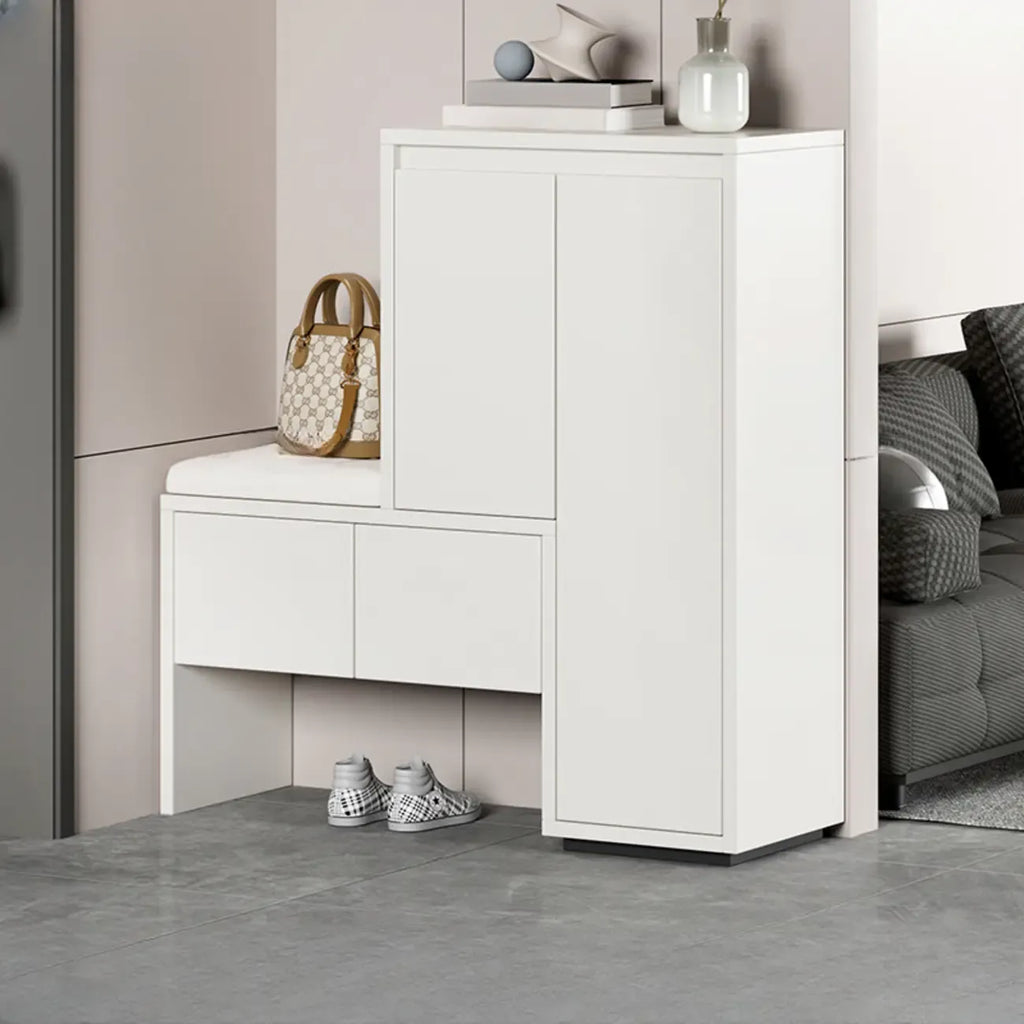 Modern Wood Shoe Rack with Drawers for Entryway