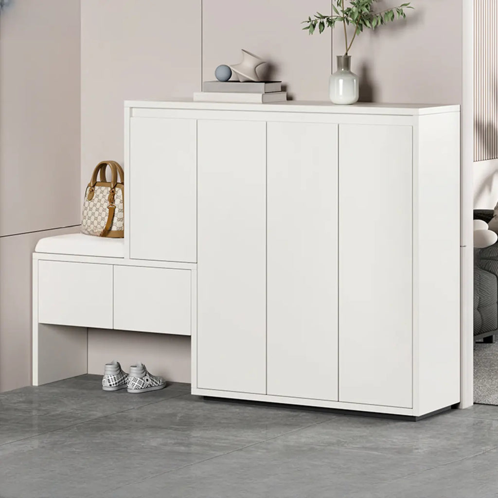 Modern Wood Shoe Rack with Drawers for Entryway