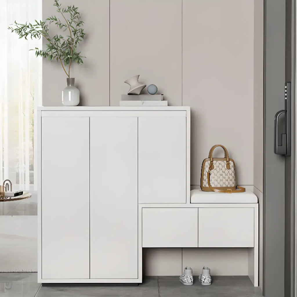 Modern Wood Shoe Rack with Drawers for Entryway