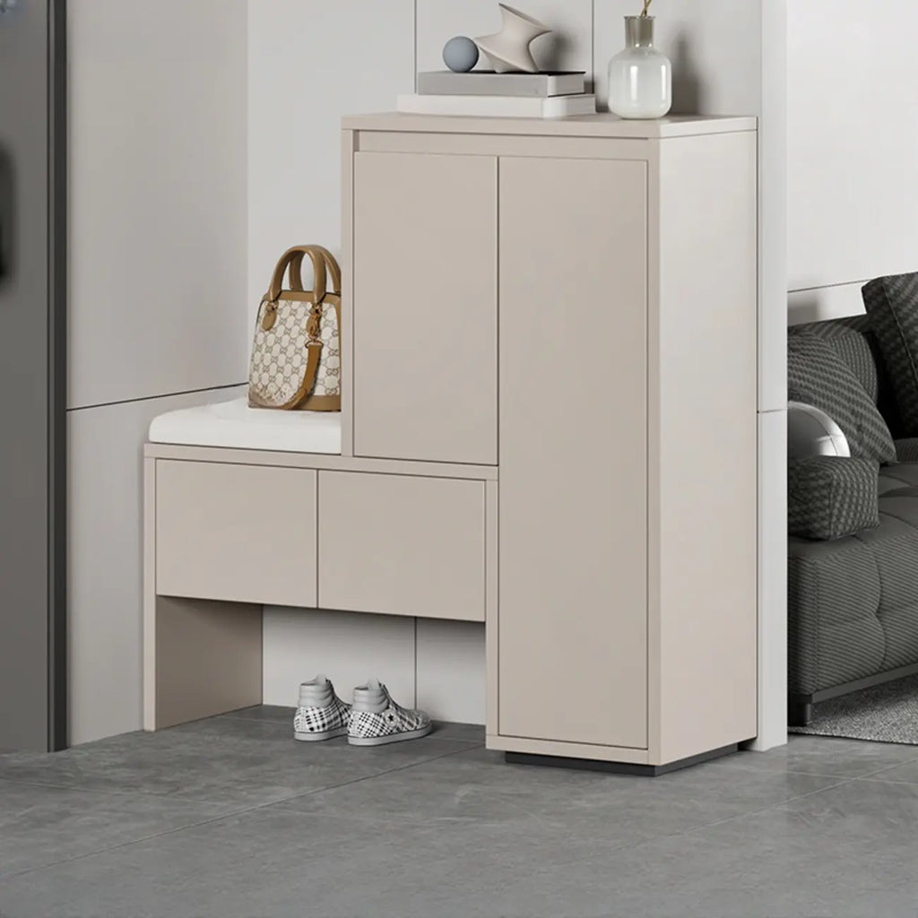 Modern Wood Shoe Rack with Drawers for Entryway