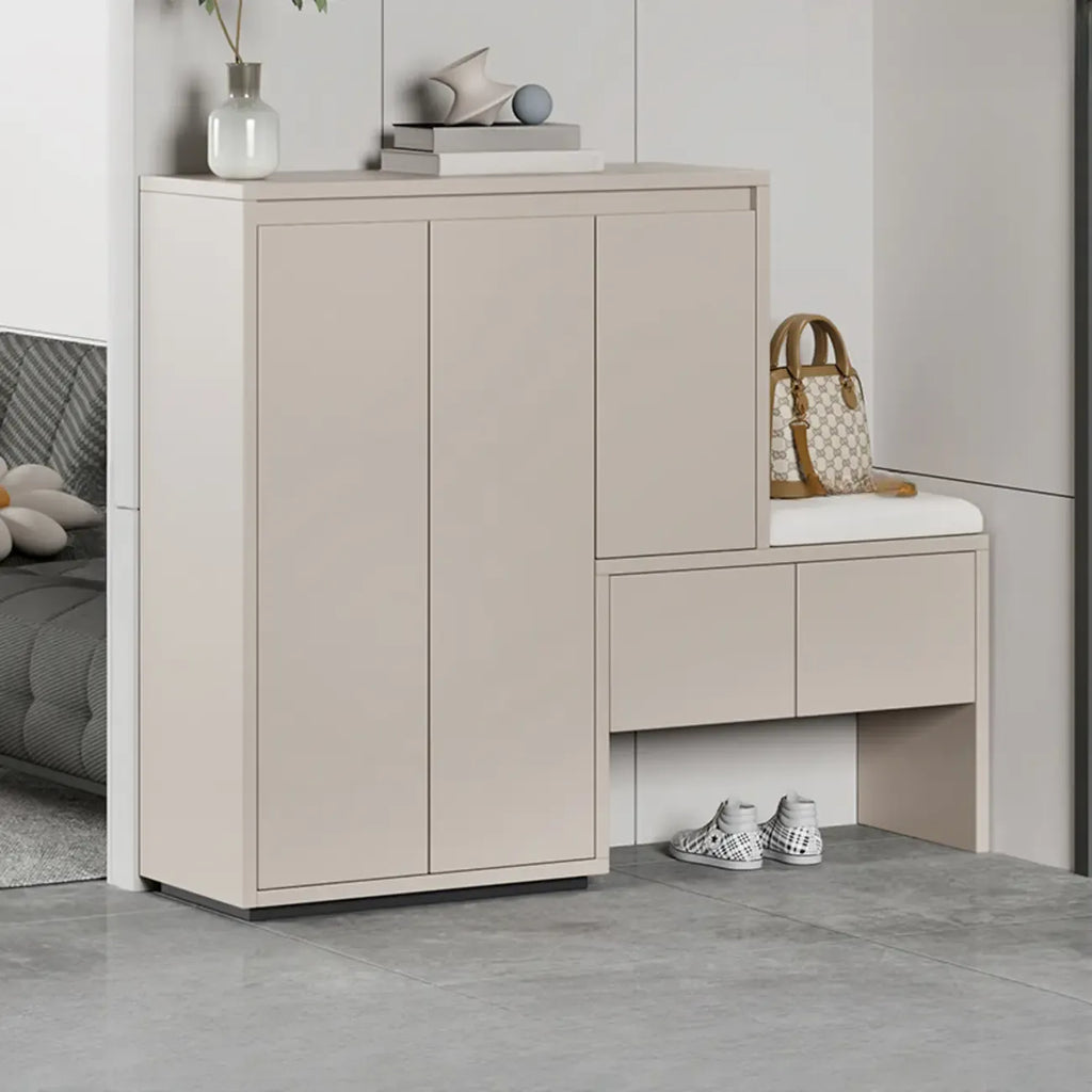 Modern Wood Shoe Rack with Drawers for Entryway