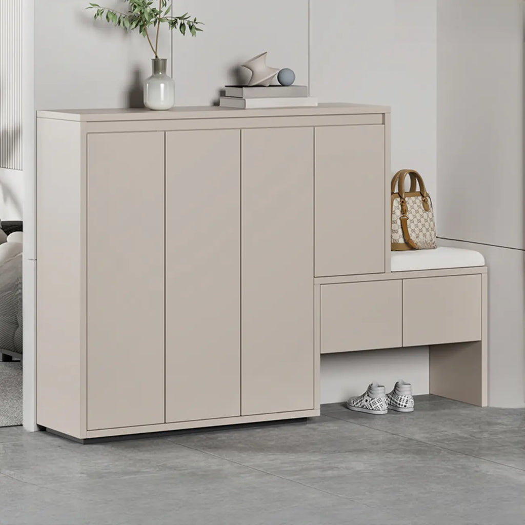 Modern Wood Shoe Rack with Drawers for Entryway