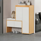 Modern Wood Shoe Rack with Drawers for Entryway