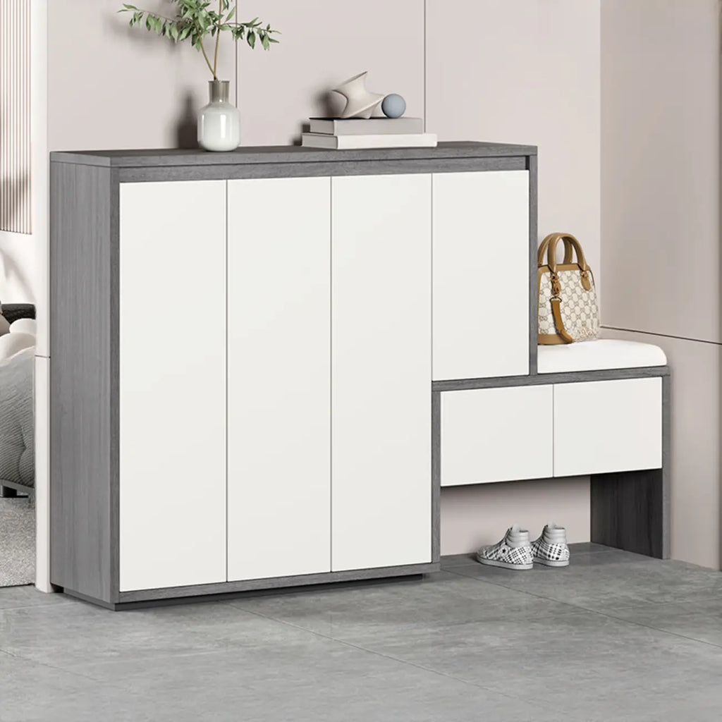 Modern Wood Shoe Rack with Drawers for Entryway