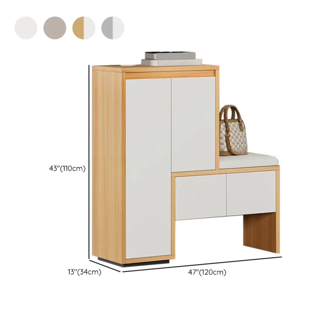 Modern Wood Shoe Rack with Drawers for Entryway