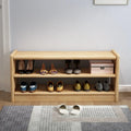 Scandinavian 2-Tier Upholstered Wood Shoe Rack Bench