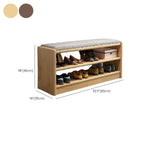 Scandinavian 2-Tier Upholstered Wood Shoe Rack Bench
