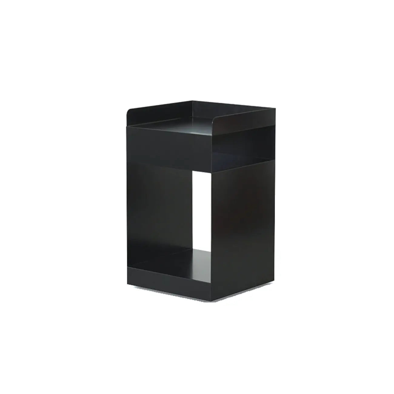 White Rectangular Steel Swivel Side Table with Storage