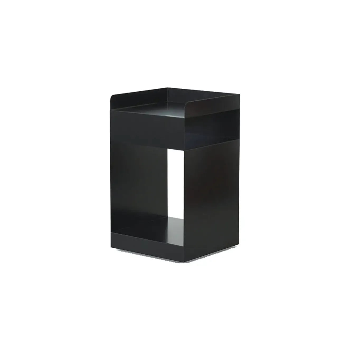 White Rectangular Steel Swivel Side Table with Storage