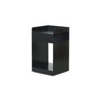 White Rectangular Steel Swivel Side Table with Storage