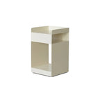 White Rectangular Steel Swivel Side Table with Storage