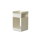White Rectangular Steel Swivel Side Table with Storage