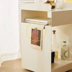 White Rectangular Steel Swivel Side Table with Storage