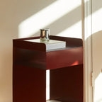 White Rectangular Steel Swivel Side Table with Storage