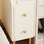 Trendy Narrow Stone Countertop 2 Tiers Drawer Nightstand