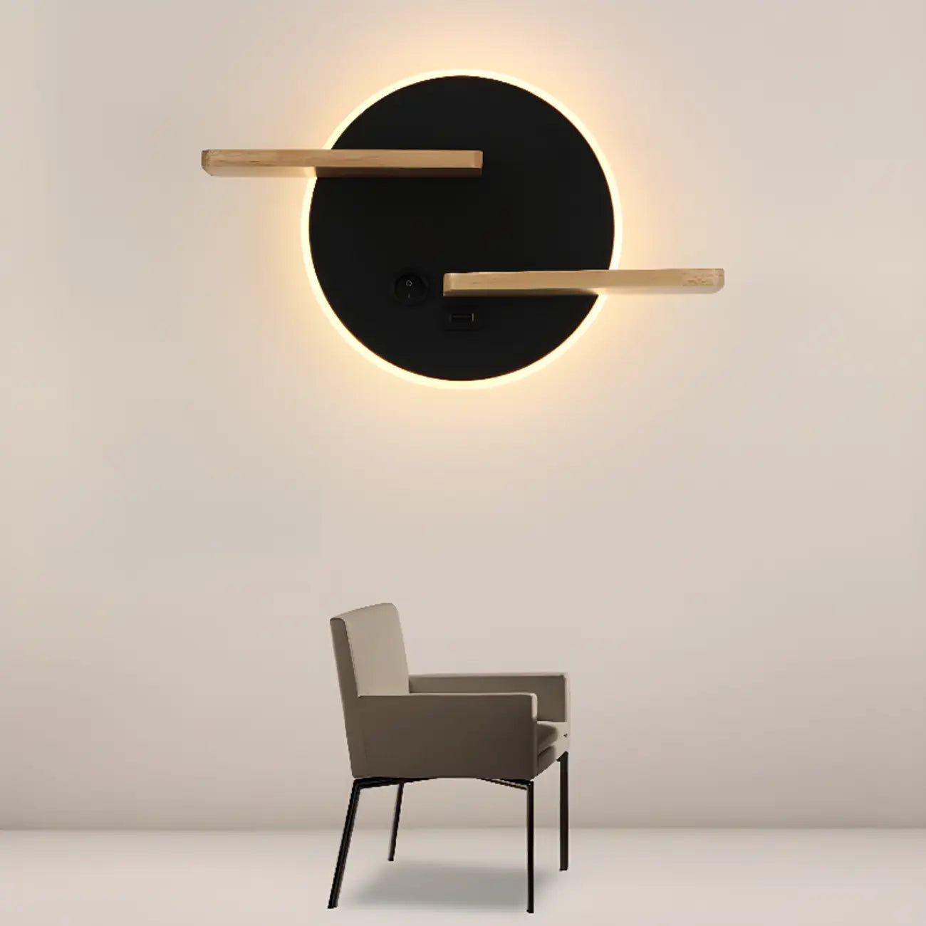 White Circular Acrylic LED Wall Sconce for Living Room Lighting