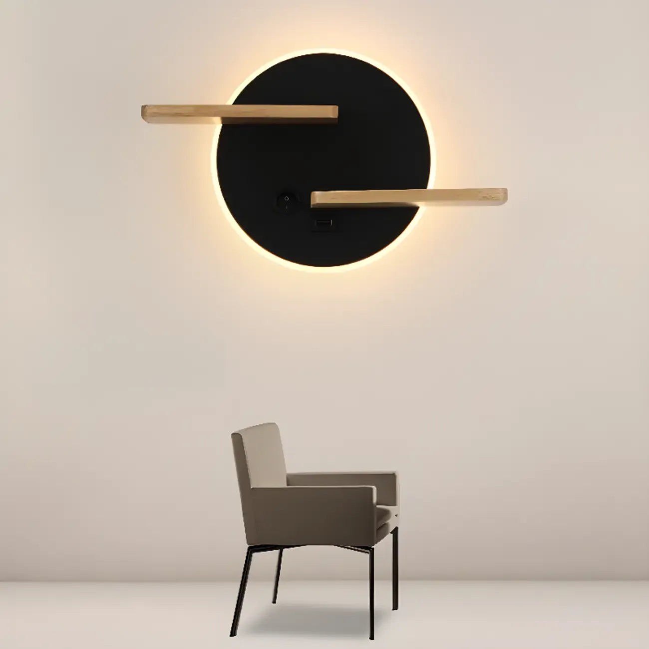 White Circular Acrylic LED Wall Sconce for Living Room Lighting