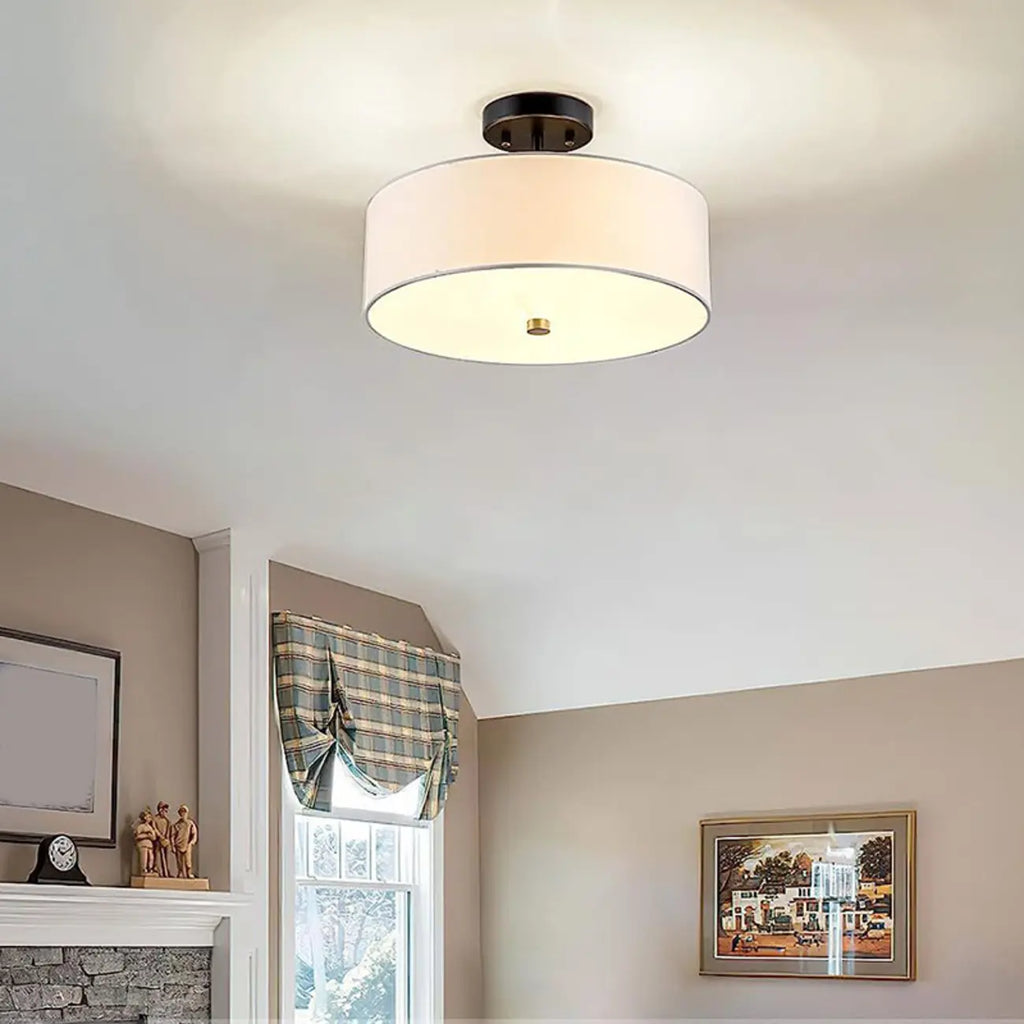 Modern Cylinder LED Semi Flush Ceiling Light for Living Room