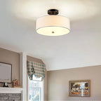 Modern Cylinder LED Semi Flush Ceiling Light for Living Room