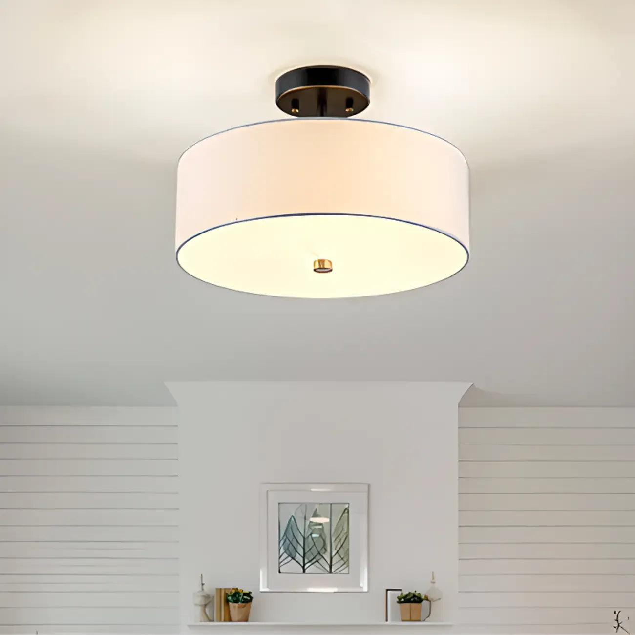 Modern Cylinder LED Semi Flush Ceiling Light for Living Room