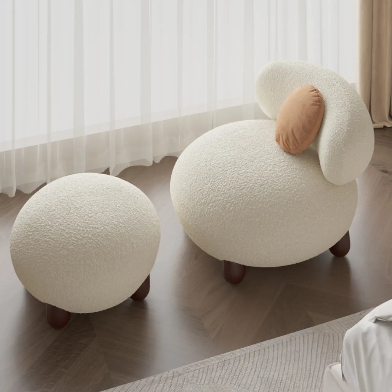 Modern Sherpa Oversized Side Chair Living Room