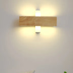 Rotatable Wood 2-Light LED Wall Sconce for Bedside Lighting