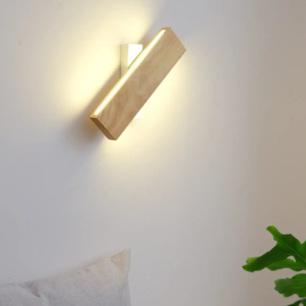 Rotatable Wood 2-Light LED Wall Sconce for Bedside Lighting