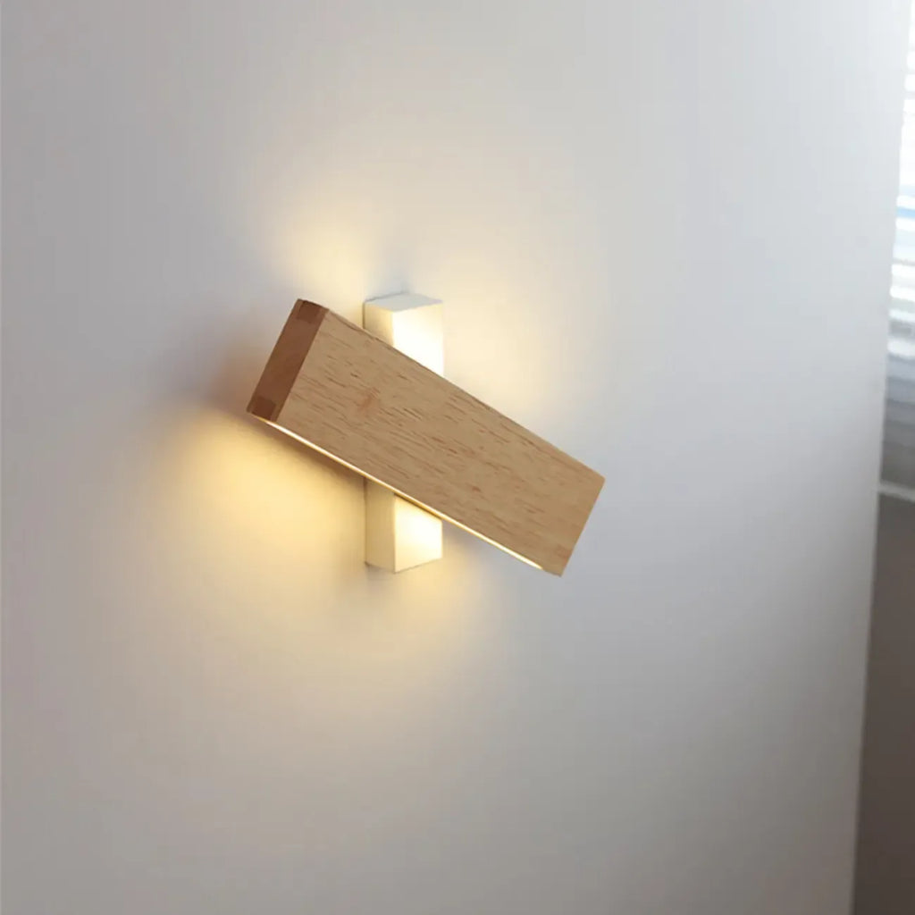 Rotatable Wood 2-Light LED Wall Sconce for Bedside Lighting