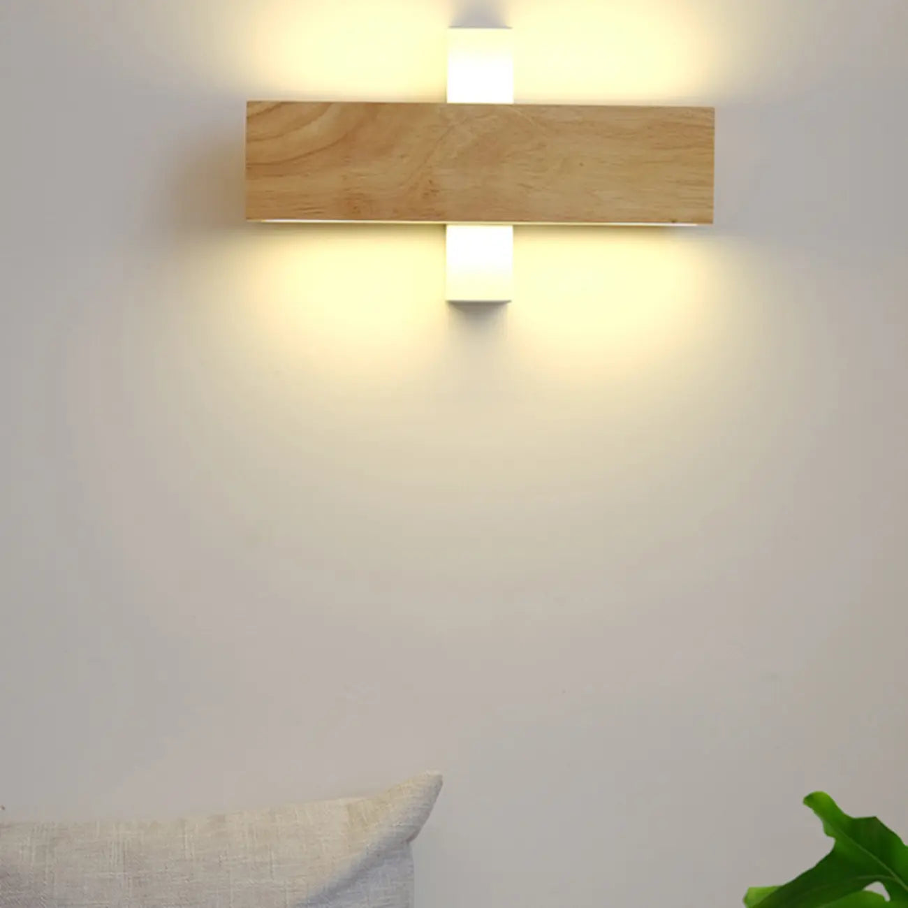 Rotatable Wood 2-Light LED Wall Sconce for Bedside Lighting