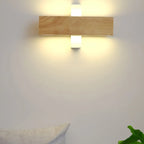 Rotatable Wood 2-Light LED Wall Sconce for Bedside Lighting