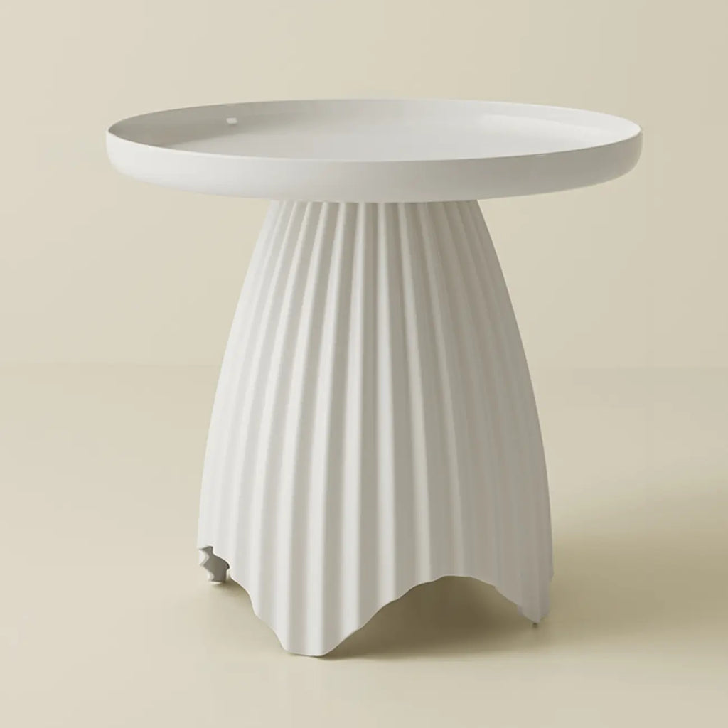 Scandinavian Plastic Round End Table with Tray Top for Bedroom