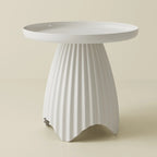 Scandinavian Plastic Round End Table with Tray Top for Bedroom