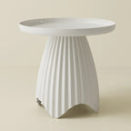Scandinavian Plastic Round End Table with Tray Top for Bedroom