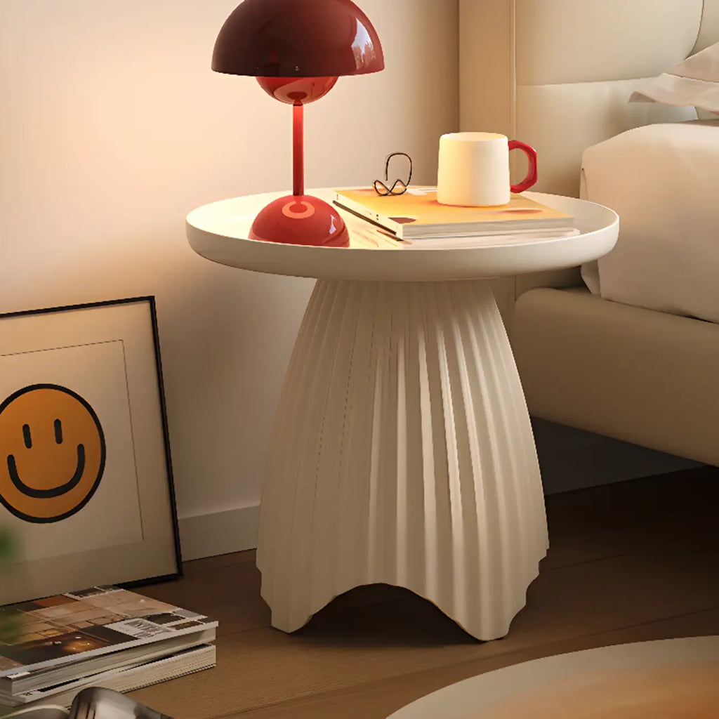 Scandinavian Plastic Round End Table with Tray Top for Bedroom