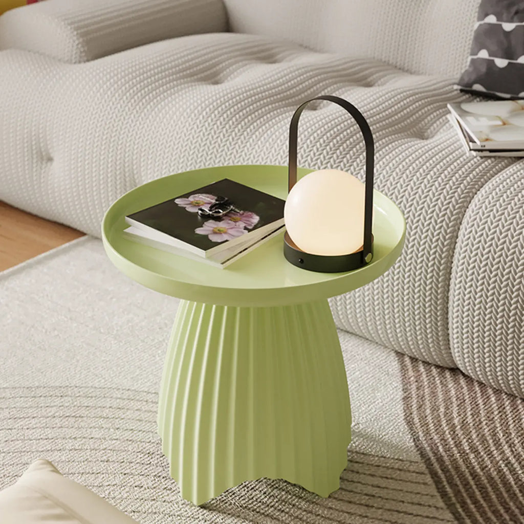 Scandinavian Plastic Round End Table with Tray Top for Bedroom