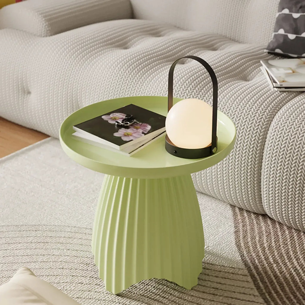 Scandinavian Plastic Round End Table with Tray Top for Bedroom